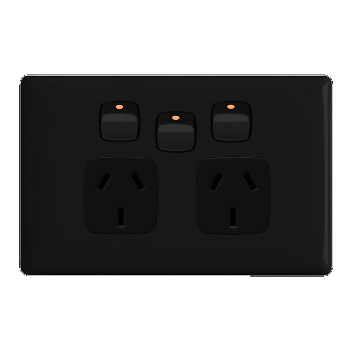 HPM Linea Double Powerpoint - Gloss Black - 127mm x 82mm - Durable - SuperSaverAU - view 1