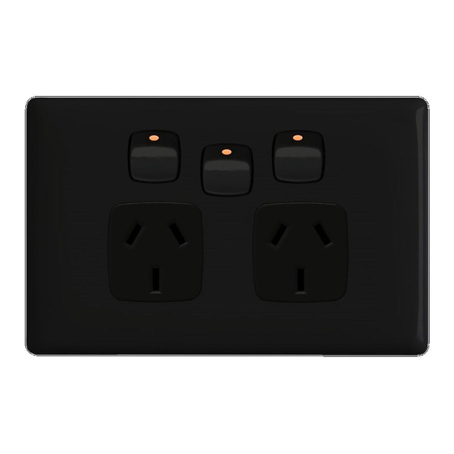 HPM Linea Double Powerpoint - Gloss Black - 127mm x 82mm - Durable - SuperSaverAU - view 1