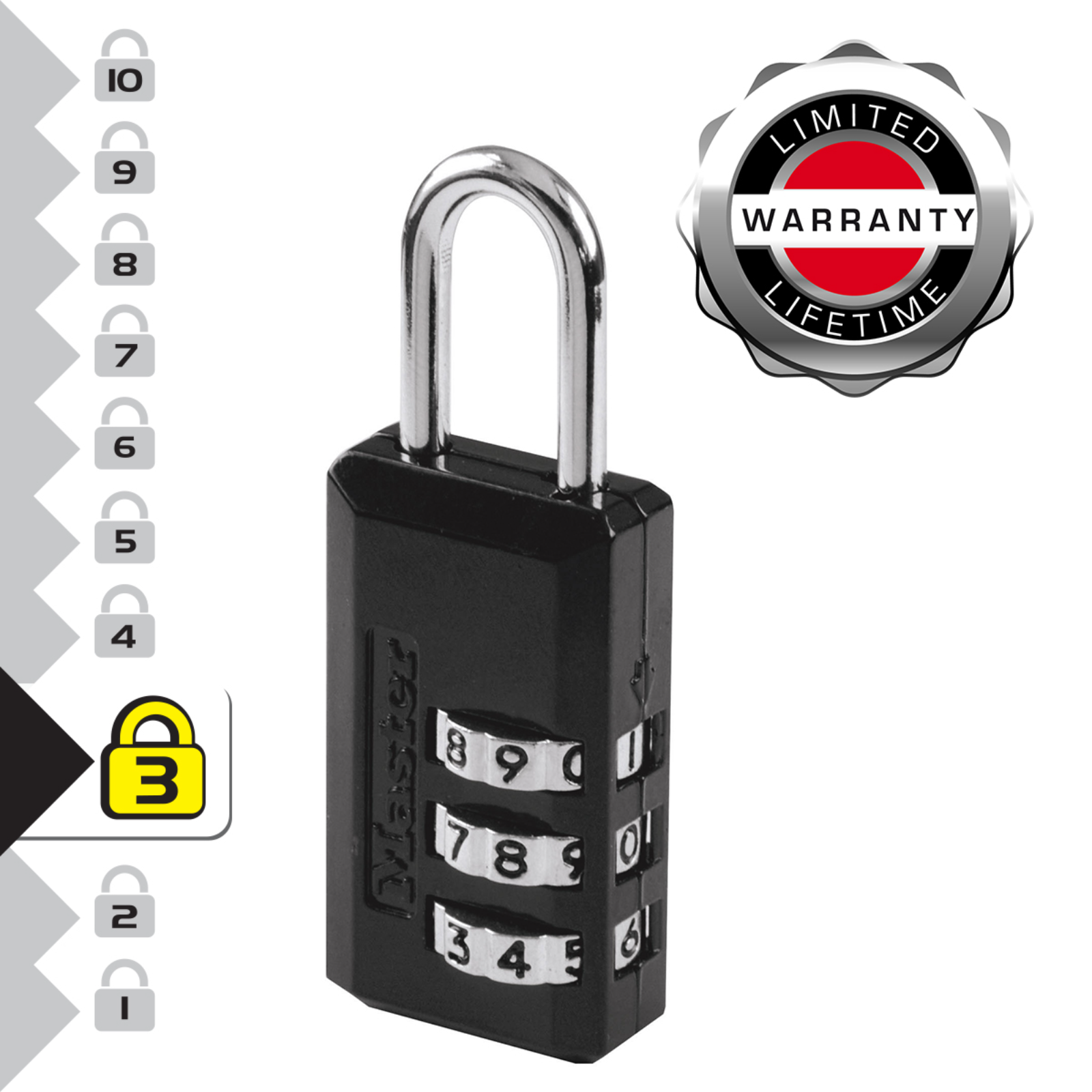 Master Lock 20mm Black Luggage Combination Padlock, 2 Pack, Resettable