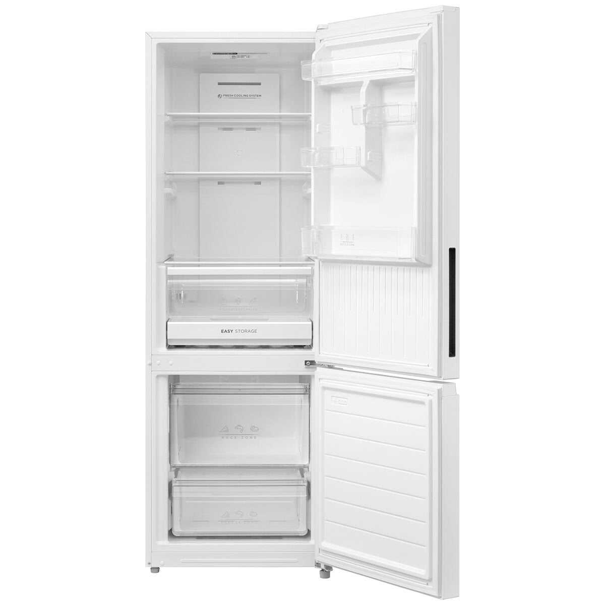 Mykin 325L Bottom Mount Frost Free Fridge - White Finish, Inverter Compressor, Reversible Doors - MBM325W