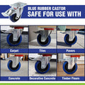 Easyroll 100mm Blue Elastic Rubber Fixed Plate Castor