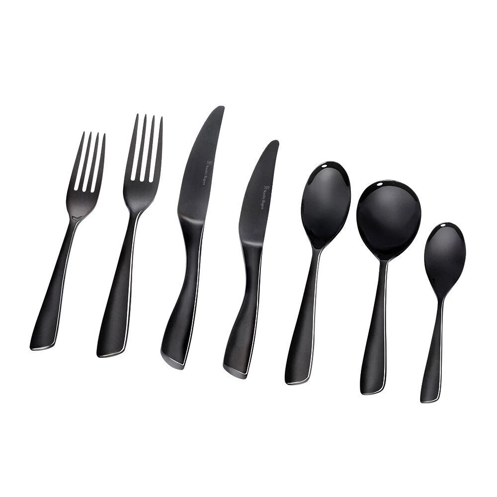 Stanley Rogers Soho Onyx 56 piece cutlery set - black onyx titanium, place setting for eight - 50423