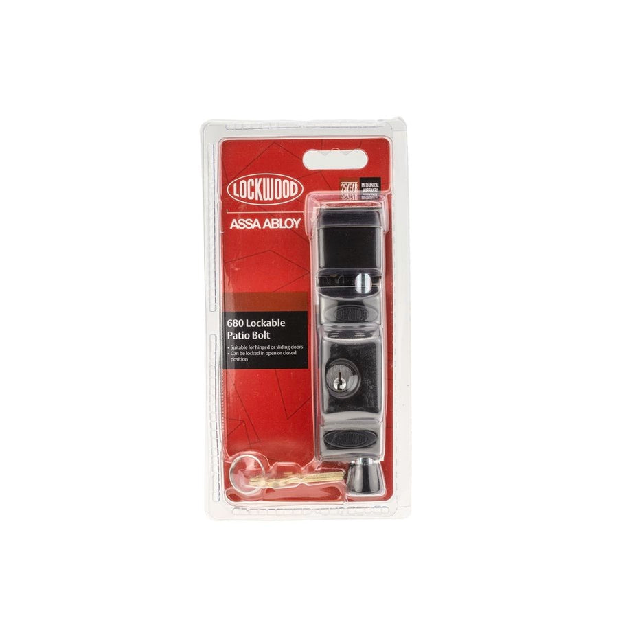 Lockwood Black 680 Patio Bolt - Zinc Alloy - 33mm - Heavy Duty Security - SuperSaverAU - view 1