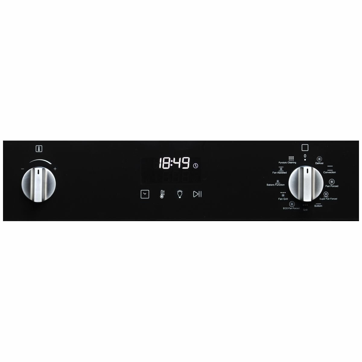 Artusi 60cm Black Glass Pyrolytic Oven - 88L Capacity, 11 Functions, Halogen Light - CAO610BP