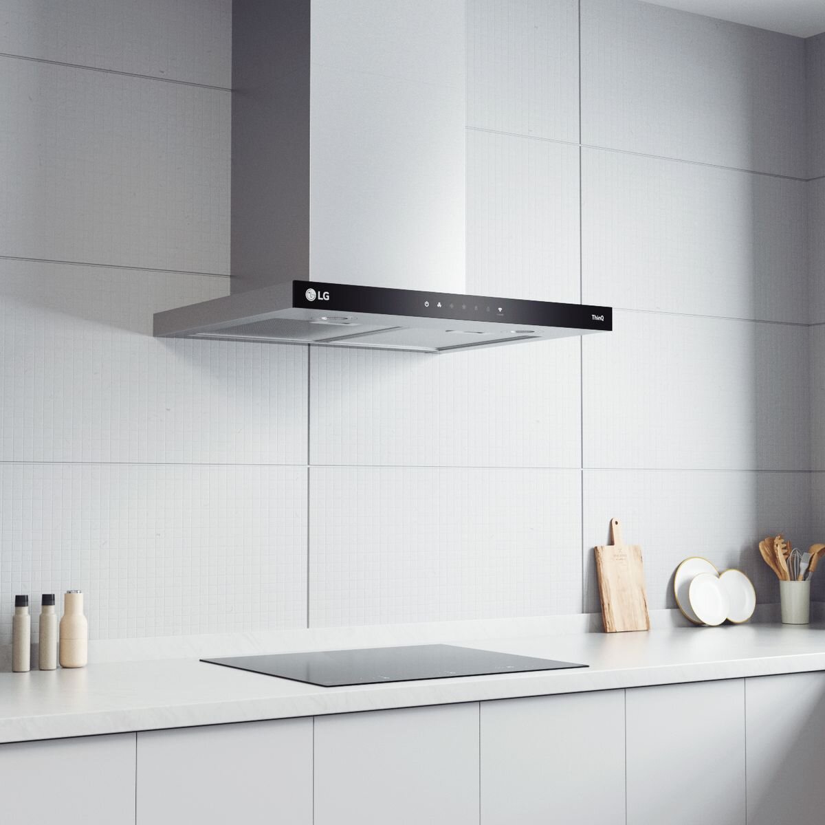 LG 60cm Series 7 canopy rangehood - stainless steel, ThinQ app control, 830m³/h, 4 speeds - BWH607T3S