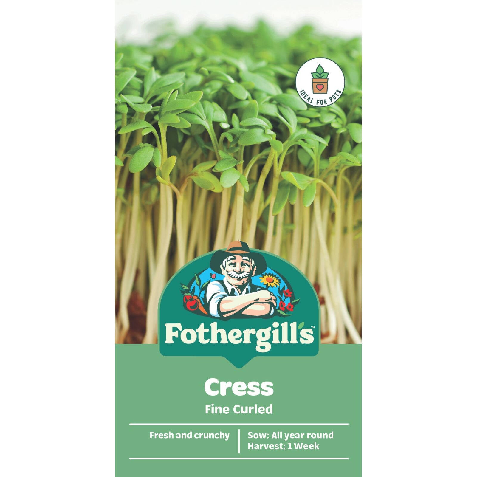 Mr Fothergill's Fine Curled Cress Seeds - Quick-Growing Salad Green for Sun or Shade