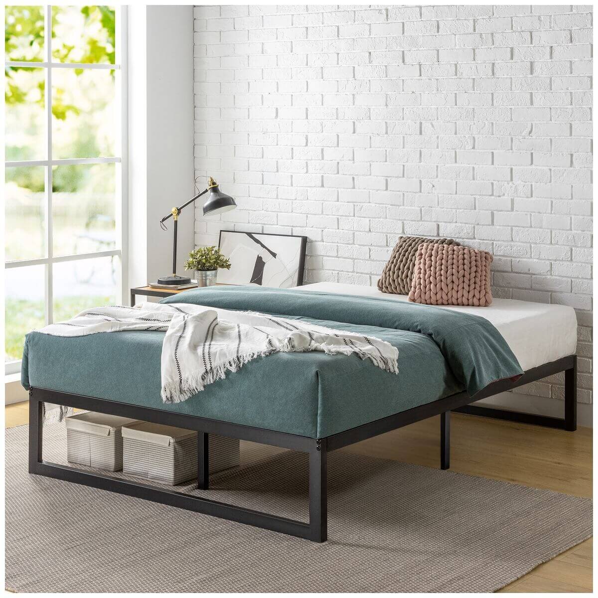 Zinus King Single Quick Lock metal bed frame - black steel, 35.5cm frame height - AU-QLSP-14B