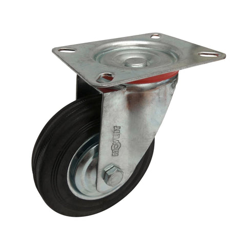 Move It 100mm Black Rubber Swivel Plate Castor 70kg Load Capacity - SuperSaverAU - view 1