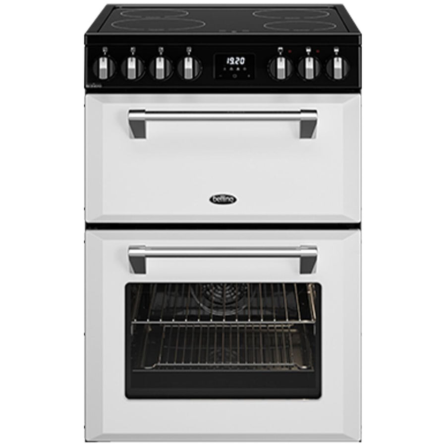 Belling 60cm Mini Richmond Induction Freestanding Oven - Double Oven, Four Zones, White - BMR60DOINDW