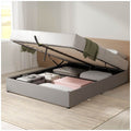 Zinus Double Gas Lift Bed Base - Light Grey Upholstered Finish, Hidden Under-Bed Storage - AU-FPPPL1ZC-11D