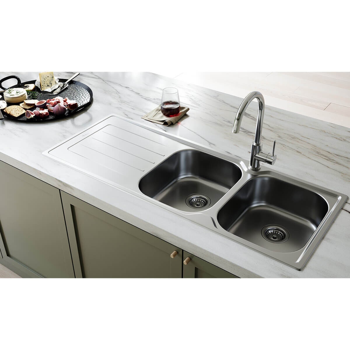 Oliveri Venice gooseneck mixer tap - Matte Black, brass body, WELS 5 Star, 6L per minute - VE520FMB