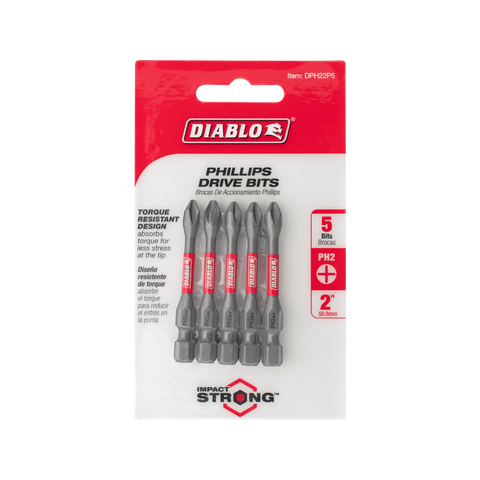 Diablo 2 Phillips Drive Bit 5 Pack - 5mm x 50mm - Extreme Durability - Impact Strong™ - SuperSaverAU - view 1