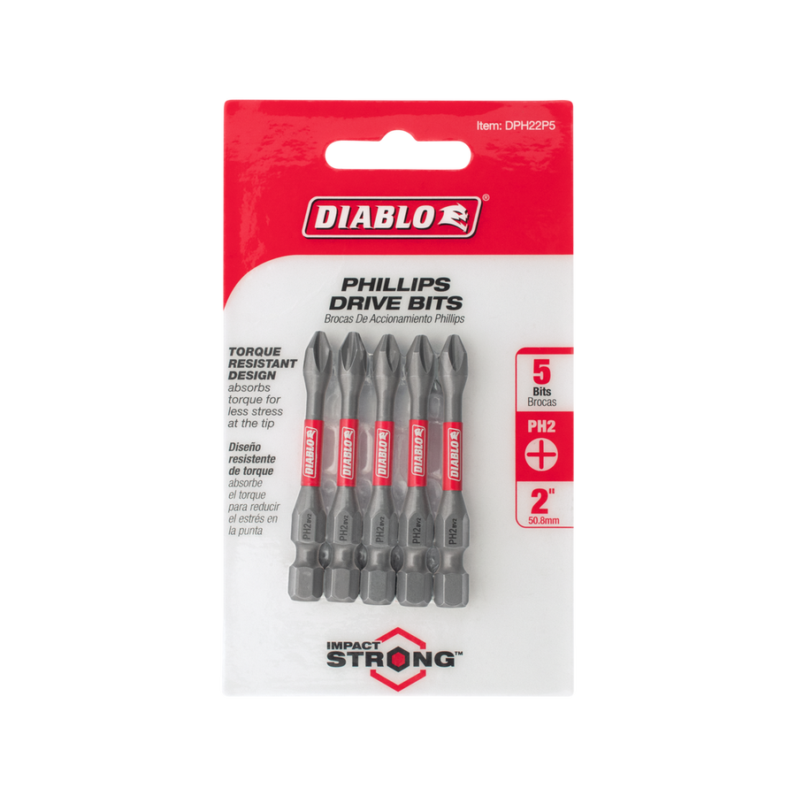 Diablo 2 Phillips Drive Bit 5 Pack - 5mm x 50mm - Extreme Durability - Impact Strong™ - SuperSaverAU - view 1