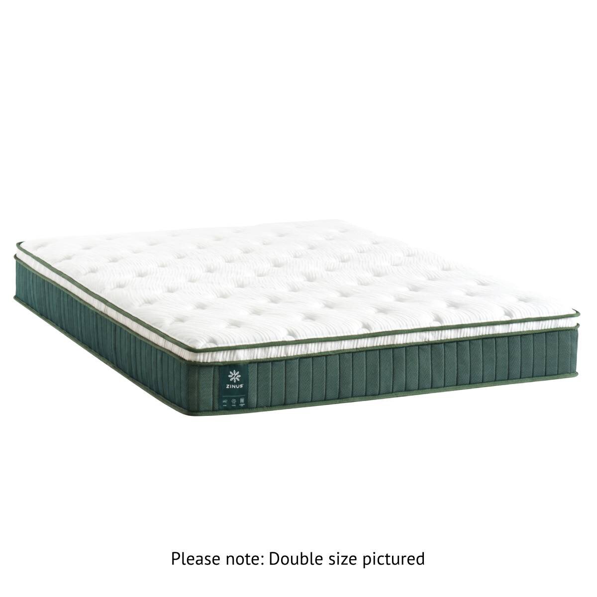 Zinus Double Green Premium Pocket Spring Euro Top Mattress - 5-Zone iCoils, Cooling Foam - AU-MSSBO4ZC-10D