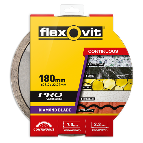 Flexovit Diamond Blade - 180mm - Diamond - Continuous Rim - SuperSaverAU - view 1
