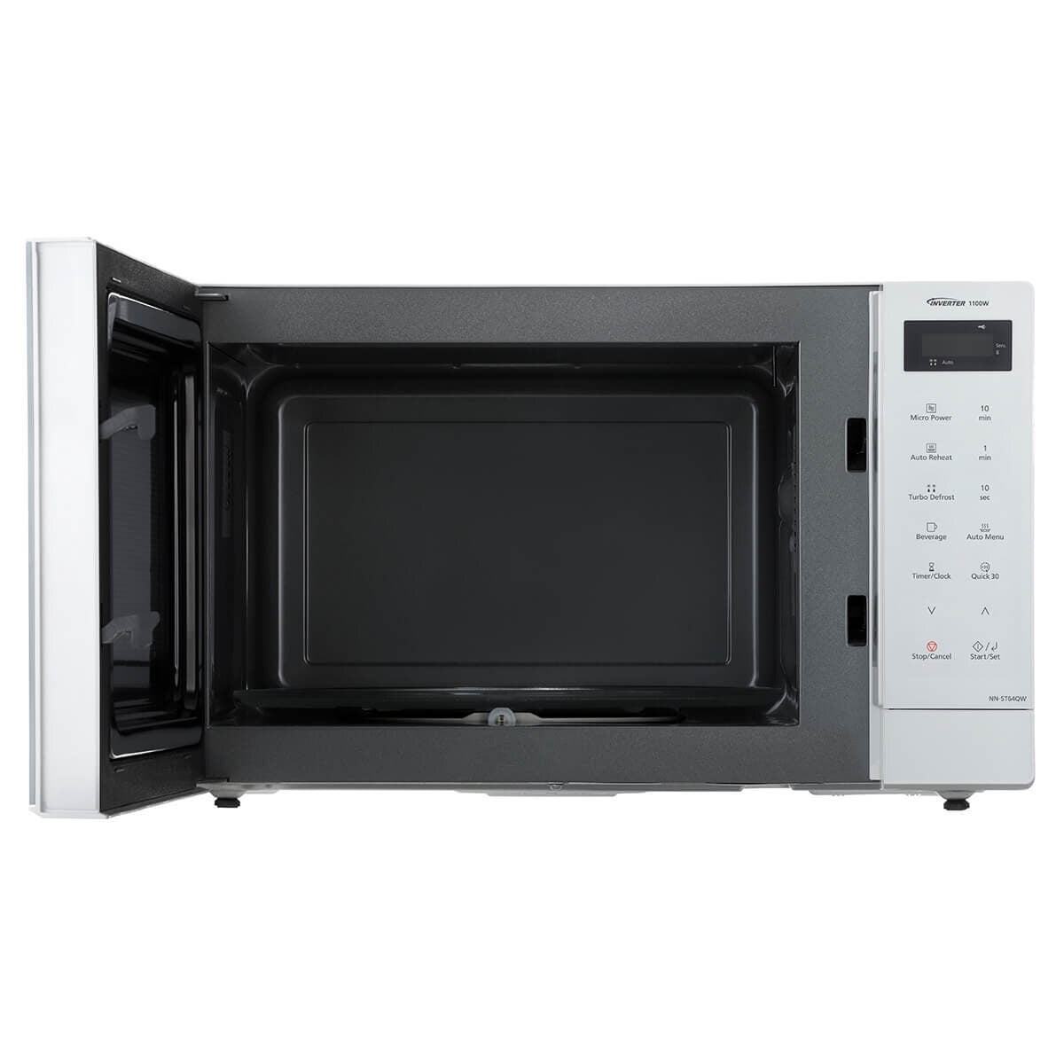 Panasonic 32L 1100W Inverter Microwave - White Glass Finish, 20 Auto Menus, Genius Sensor - NN-ST64QWQPQ