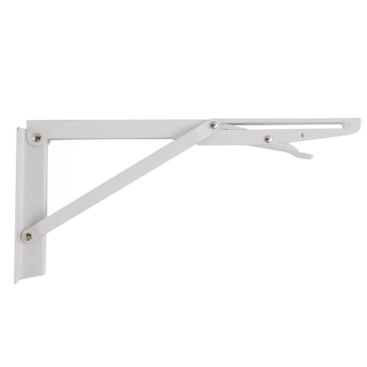 Carinya Folding Spring Loaded Bracket 315x145mm White Steel Durable - SuperSaverAU - view 2