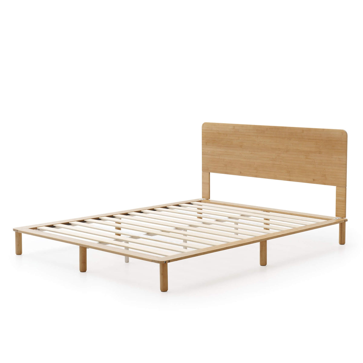 Zinus Arden queen bamboo bed frame - natural finish, slatted foundation, built-in headboard - AU-FPWNH2-08Q