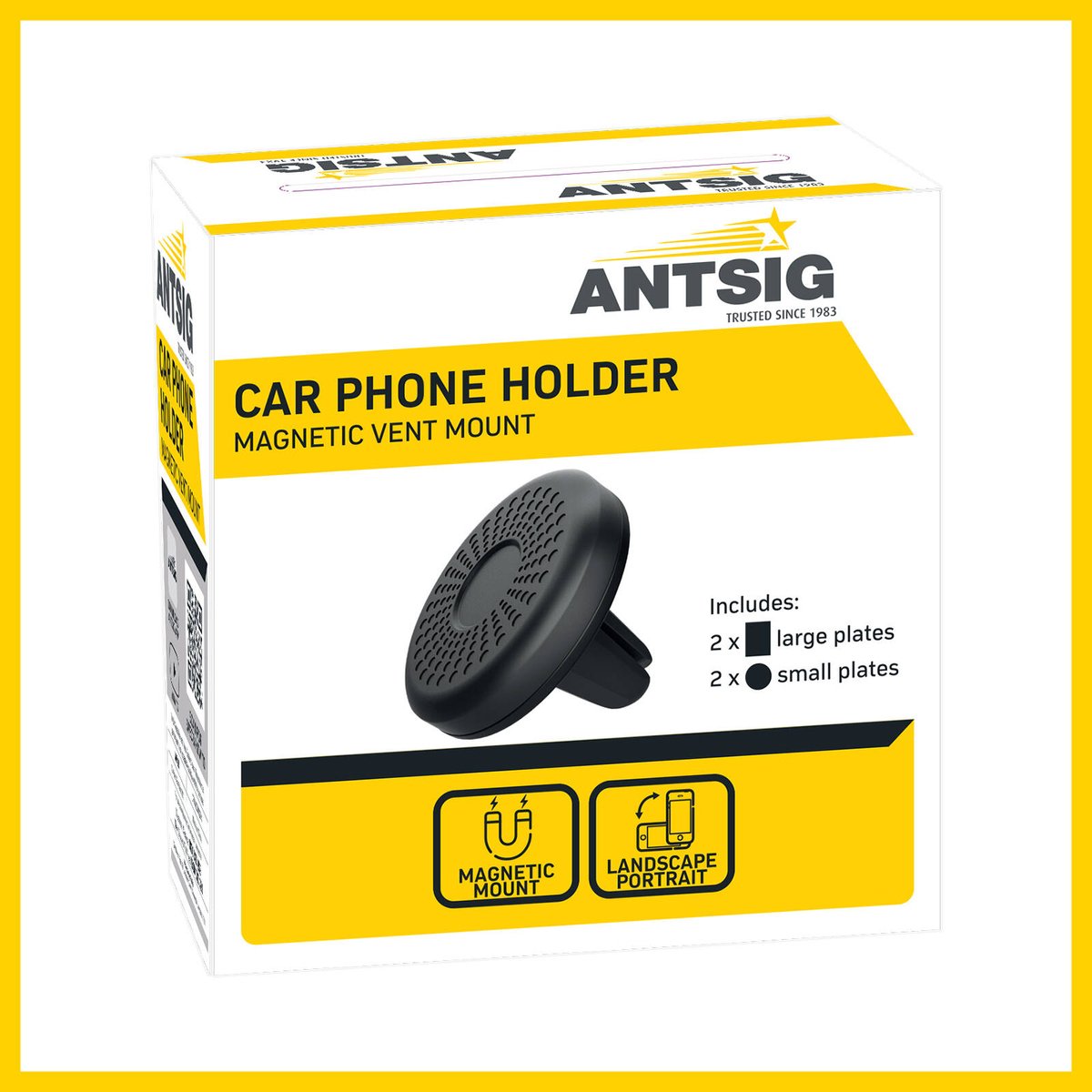 Antsig Magnetic Car Phone Holder Vent Mount - 4 Plates - 37mm x 37mm x 45mm - Black - High Strength Magnets - SuperSaverAU - view 5