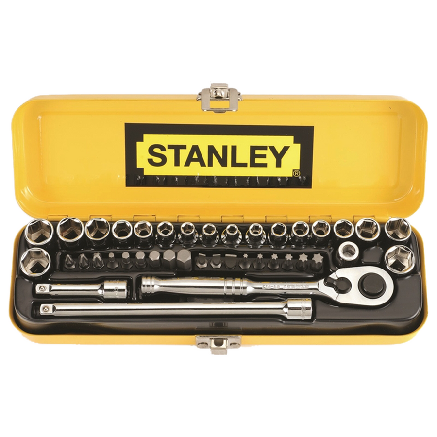 Stanley 1/4 Drive Socket Set - 40 Piece - Steel - Ergonomic Design - SuperSaverAU - view 1