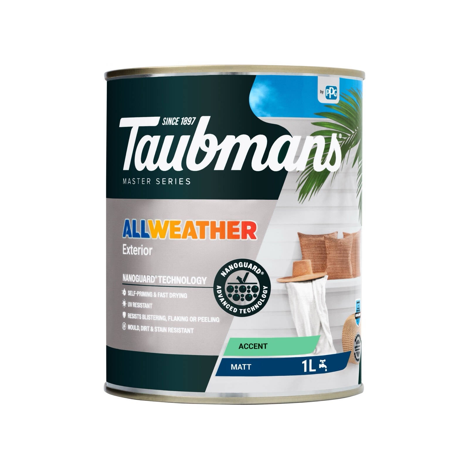 Taubmans 1L Accent Matt All Weather Exterior Paint Water Based UV Resistant
