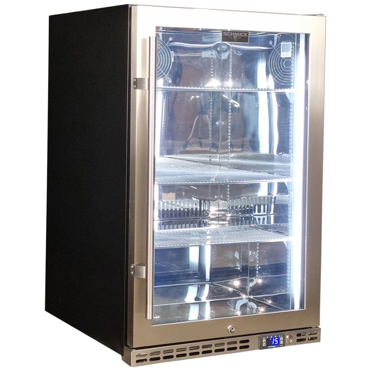 Schmick 164L Bar Fridge - Stainless Steel, Heated Glass Door, Right Hinged, Lockable - SK146R-HD