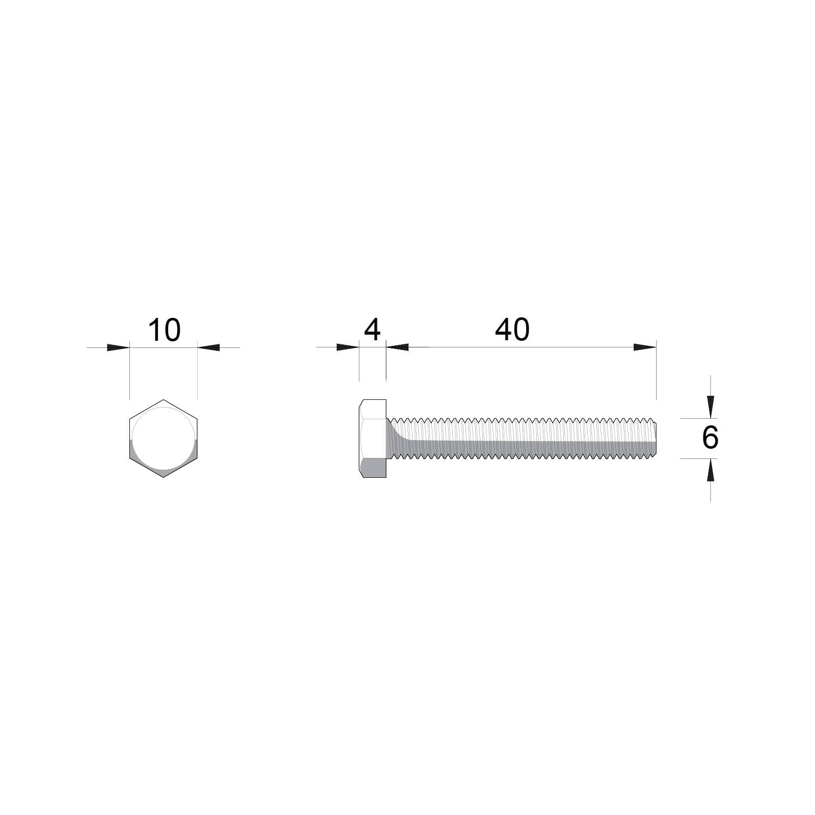 ZENITH M6 x 40mm Hot Dip Galvanised Hex Head Bolts & Nuts - 25 Pack, 4.6 Grade Steel