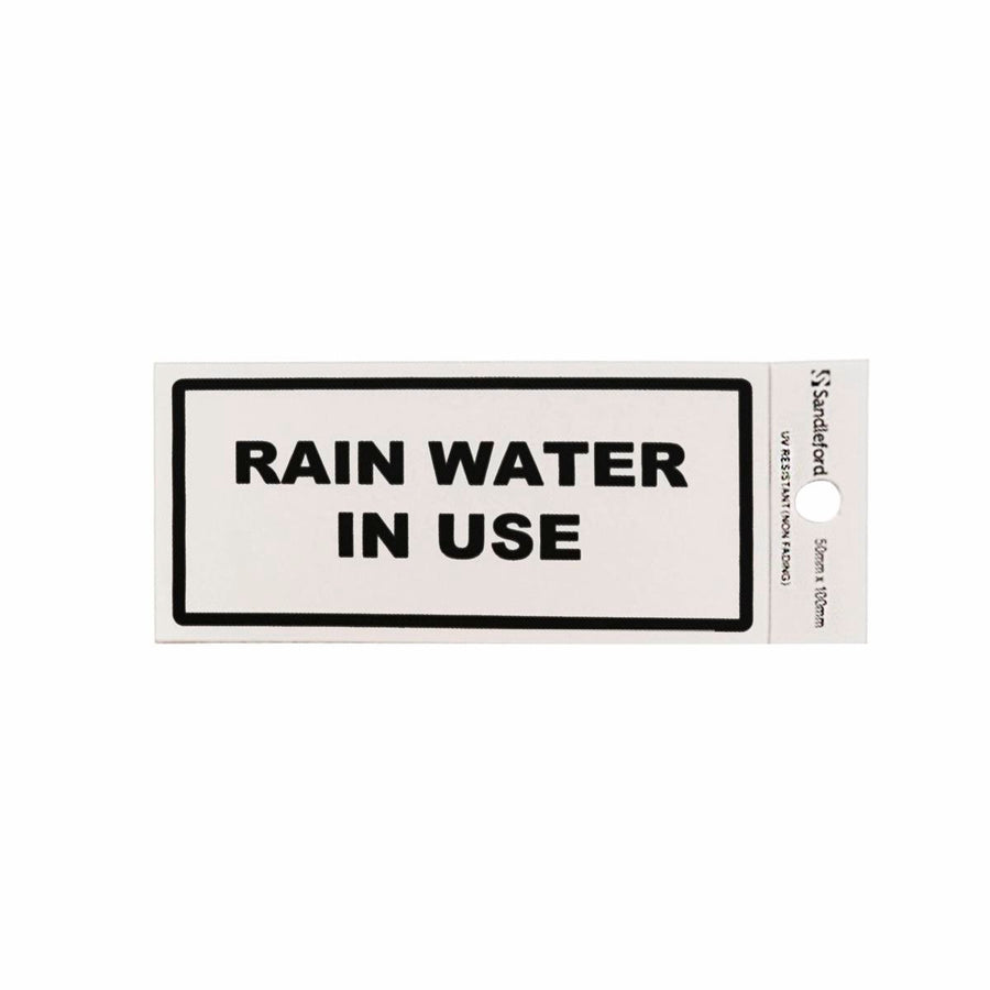 Sandleford Rain Water in Use Self Adhesive Sign - Silver - 100 x 50 mm - SuperSaverAU - view 1