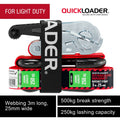 Quickloader 3m 250kg Magnet Ratchet Tie Down Strap - Red/Black
