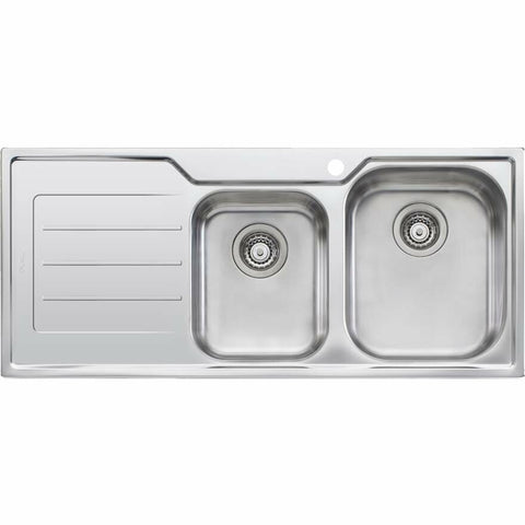 Oliveri Flinders 1 and 3/4 Bowl Topmount Sink - Left Hand Drainer, 304 Stainless Steel - FL112