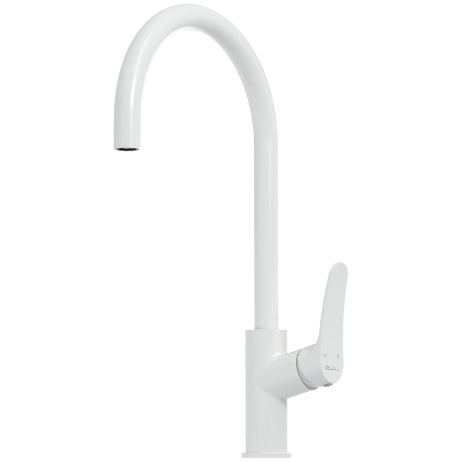 Oliveri Verona gooseneck mixer tap - satin white finish - lead free brass body - VA306507WH
