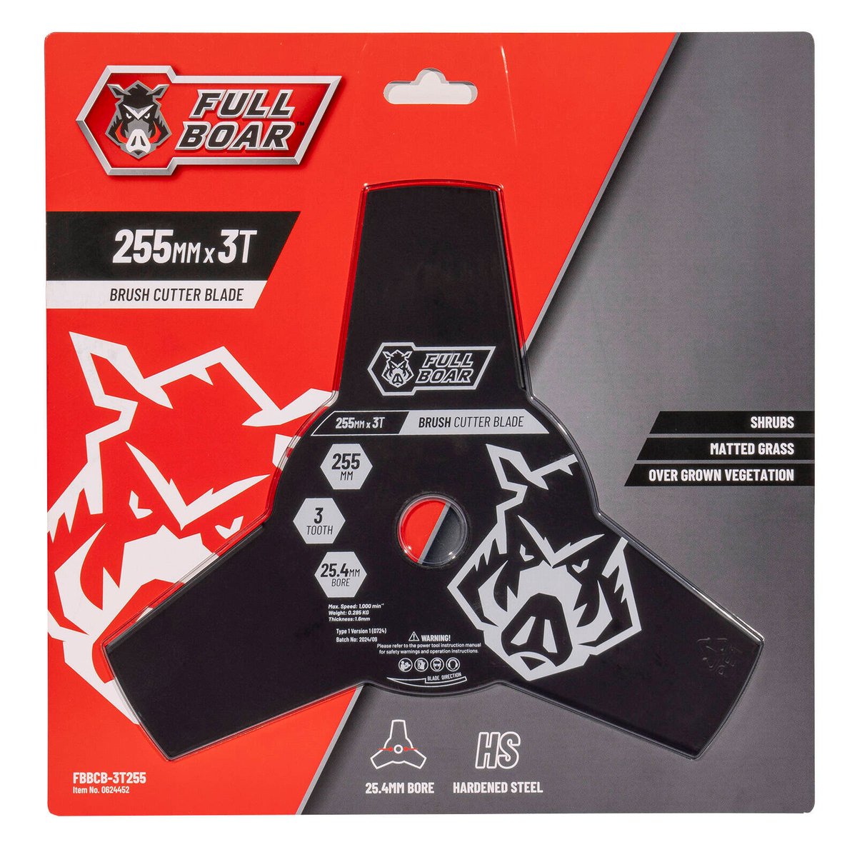 Full Boar Brush Cutter Blade - 255mm x 3T - Hardened Steel - Durable Cutting - SuperSaverAU - view 2