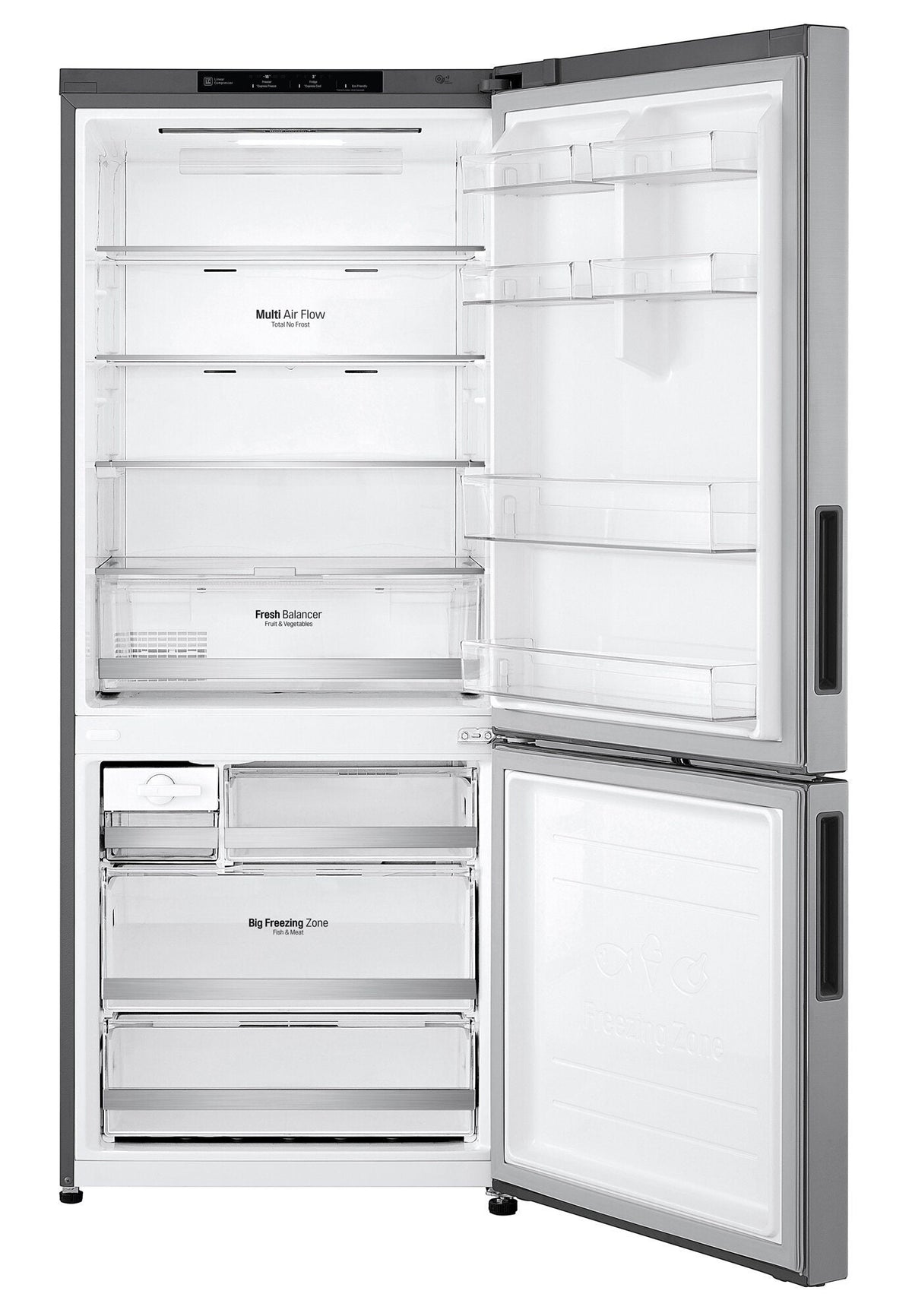 LG 420L Bottom Mount Fridge - Stainless Steel, 5 Star Energy Rating, Door Cooling - GB-455PL