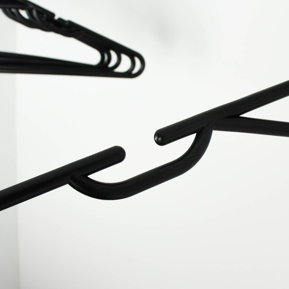 All Set Black Plastic Tube Clothes Hangers - 10 Pack - 445mm x 215mm - Anti-Slip Notches