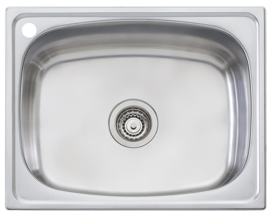Oliveri 45L single bowl laundry tub - Polished stainless steel with left-hand tap hole - TI45LTH