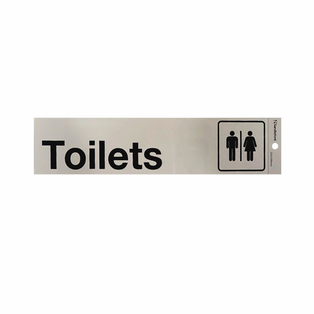 Sandleford Toilet Sign - Mens and Ladies - Silver - Self Adhesive - 245 x 58mm - SuperSaverAU - view 1