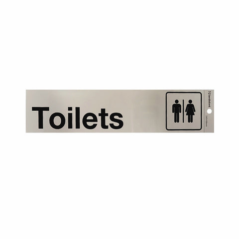Sandleford 245 x 58mm Toilet Mens And Ladies Silver Self Adhesive Sign
