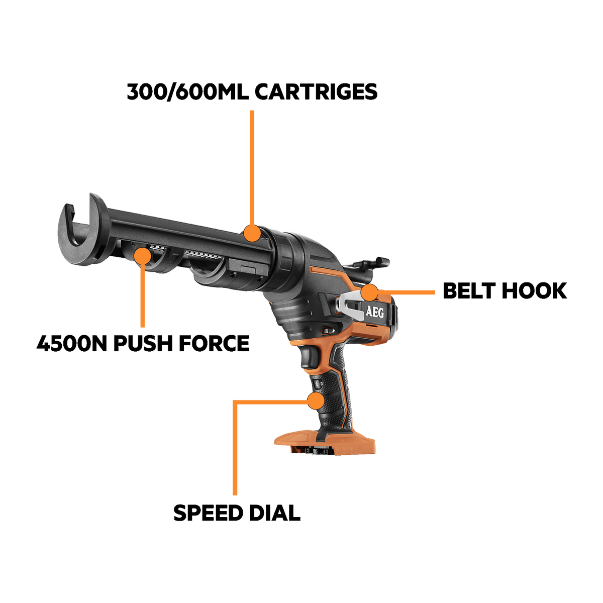AEG Caulking Gun - 300ml/600ml - Skin Only - Anti-Drip Technology - SuperSaverAU - view 2