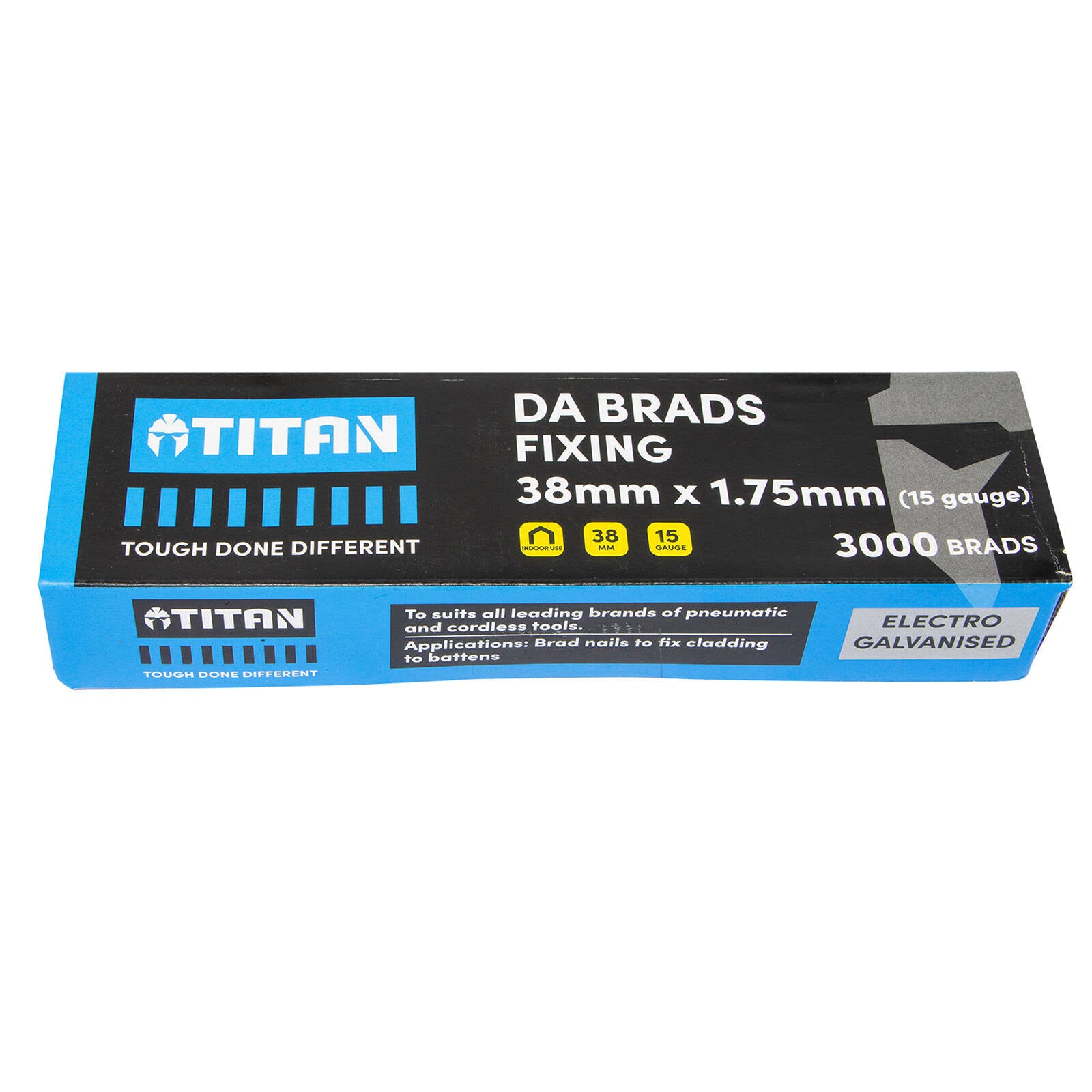Titan 38 x 1.75mm 15 Gauge Electro Galvanised 34 Degree Angled DA Brads - 3000 Pack