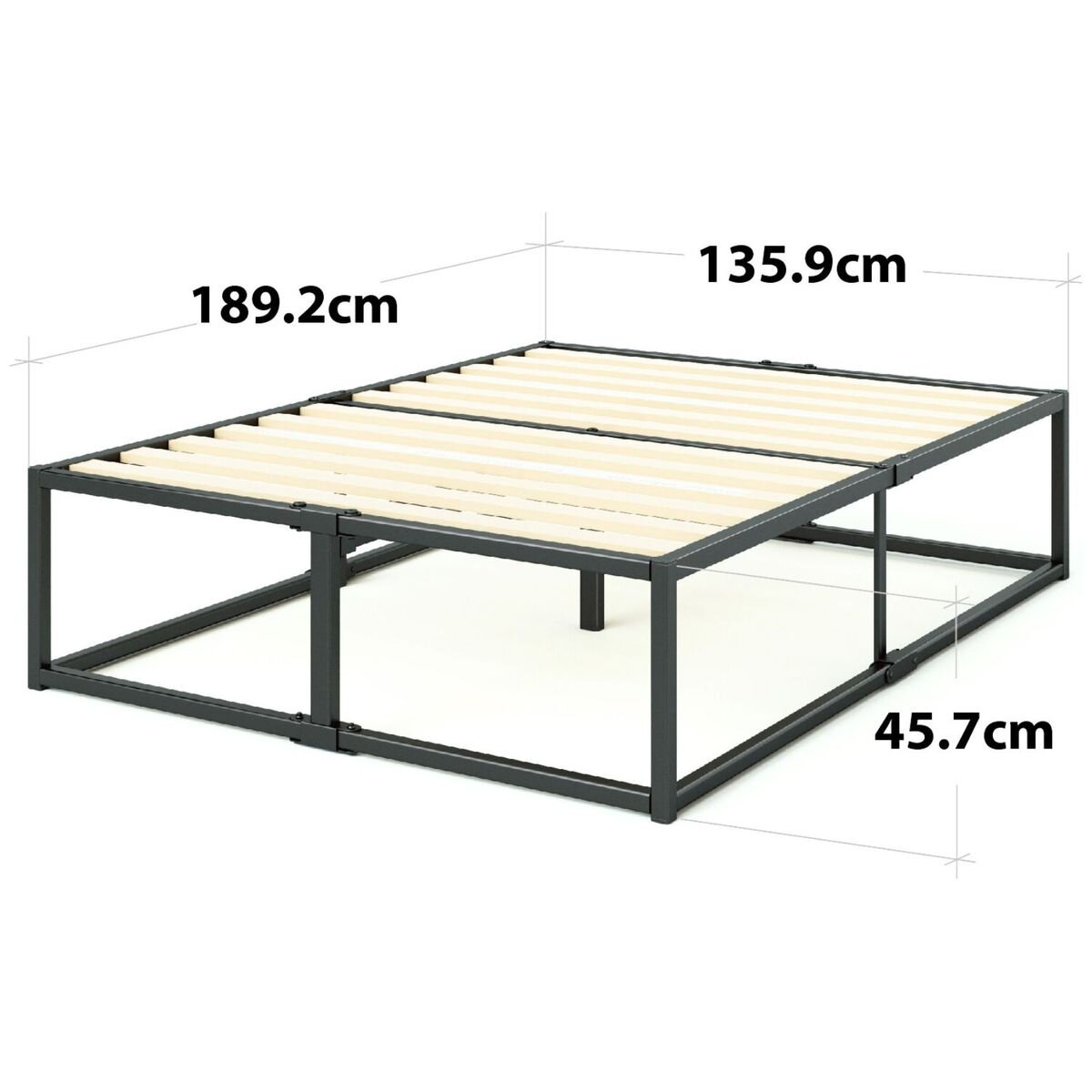 Zinus Double 45cm Metal Bed Frame - Black Steel Platform Base, No Box Spring Needed - AU-MBBF-18D