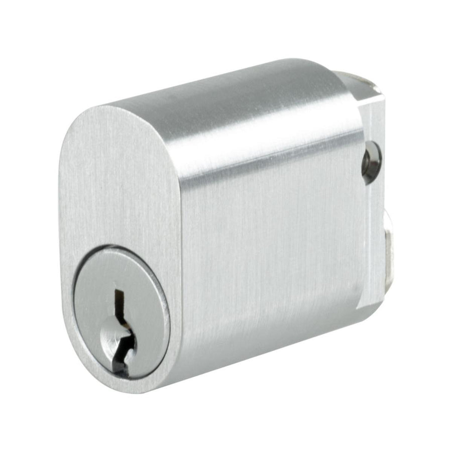 Rolltrak Commercial Security Oval Cylinder Lock - Satin Chrome - 6-Pin - 3 Keys - 18mm x 31mm x 36mm - SuperSaverAU - view 1
