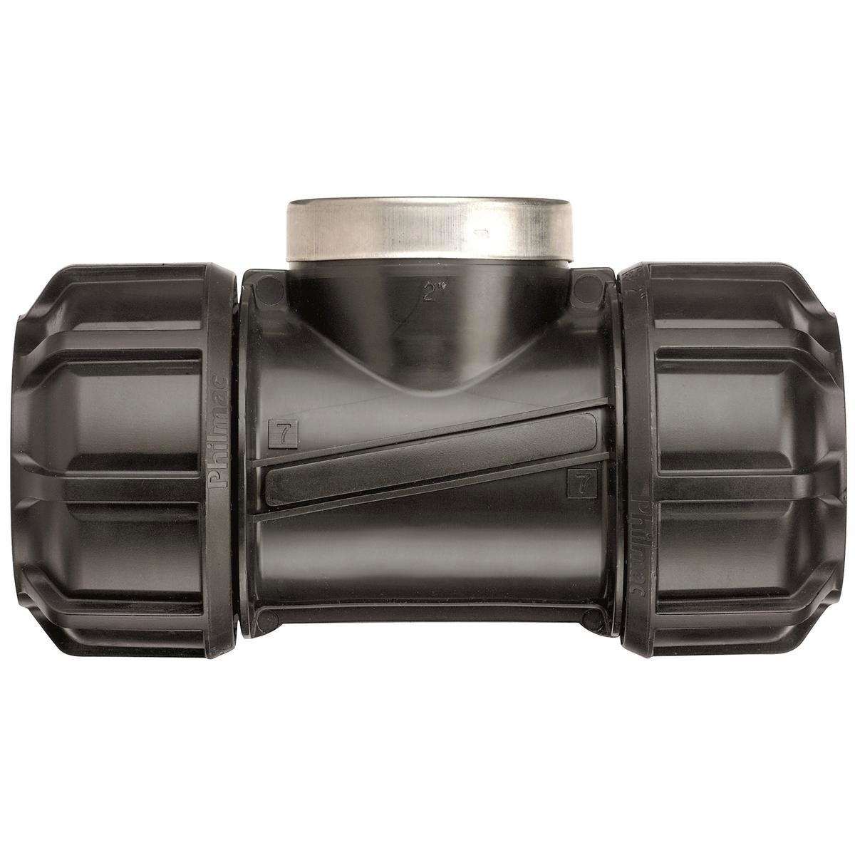 Philmac Metric Tee 25mm x 3/4 Inch Polypropylene Black PN16 - SuperSaverAU - view 1