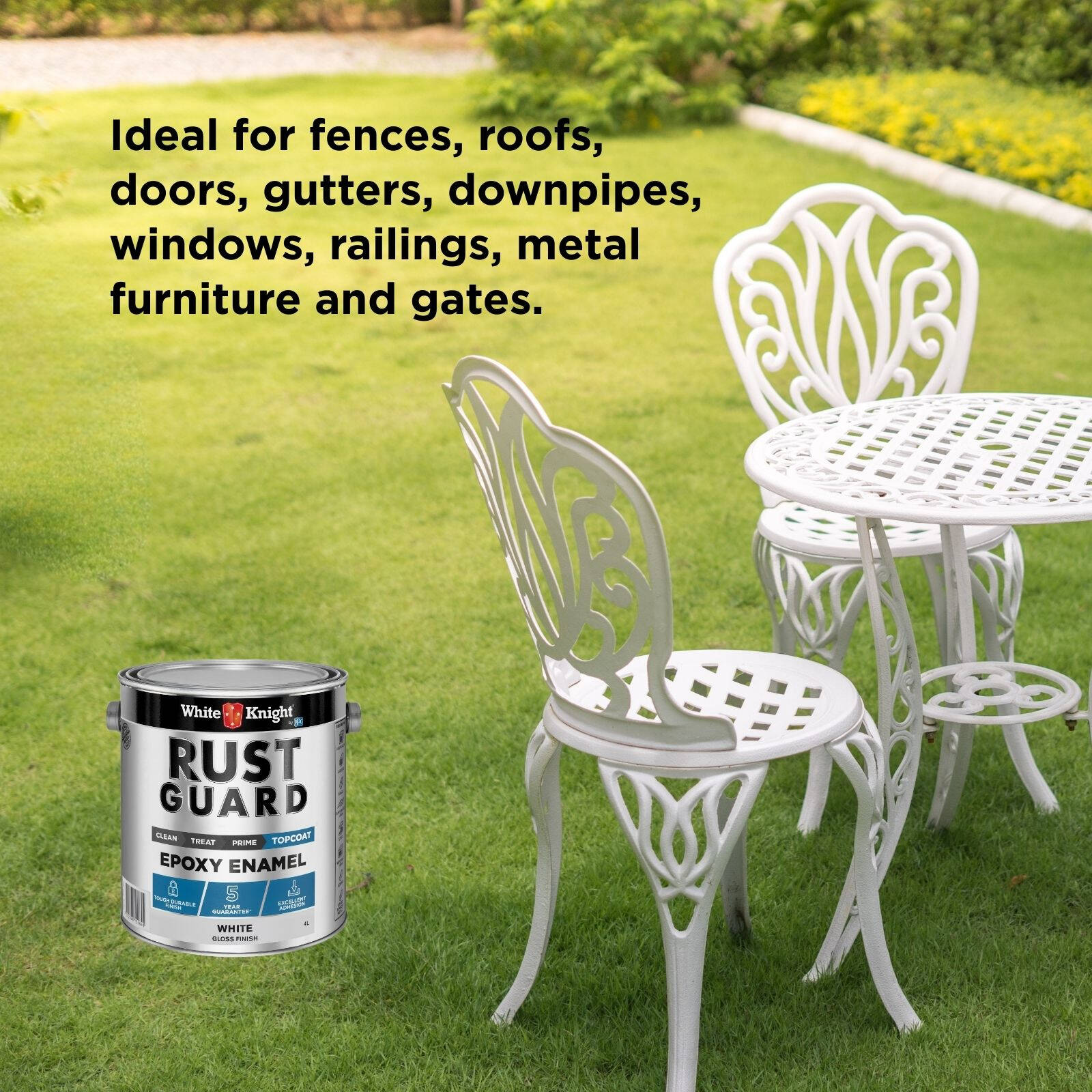 White Knight Rust Guard White Gloss Solvent Based Epoxy Enamel Paint 4L