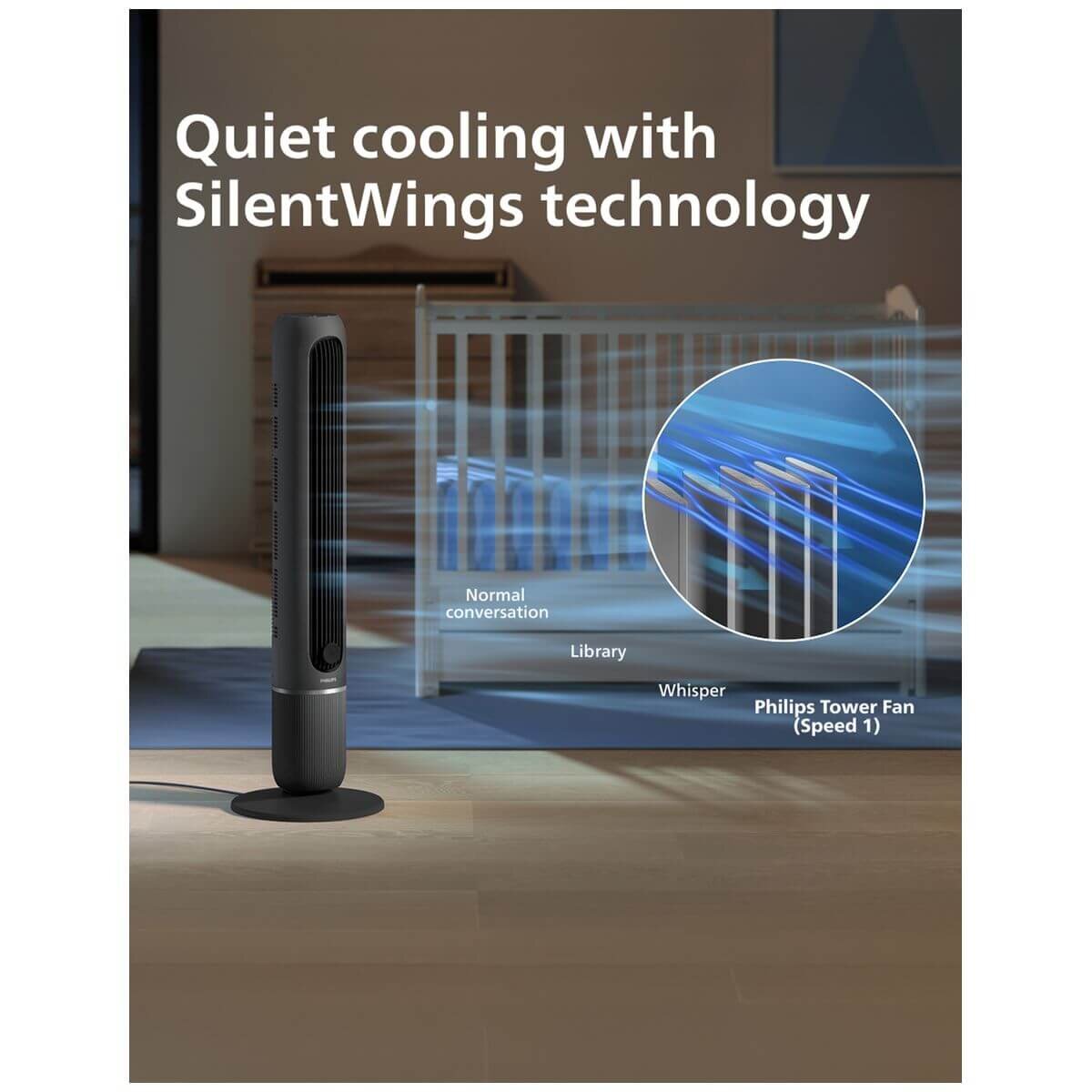 Philips 5000 Series tower fan - 5 speeds - SilentWings quiet operation - Charcoal - CX5550-01