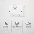 Deta Outdoor Double Power Point - IP54 - 2 Sockets - 3.4A USB - 115mm x 85mm x 83mm - SuperSaverAU - view 2