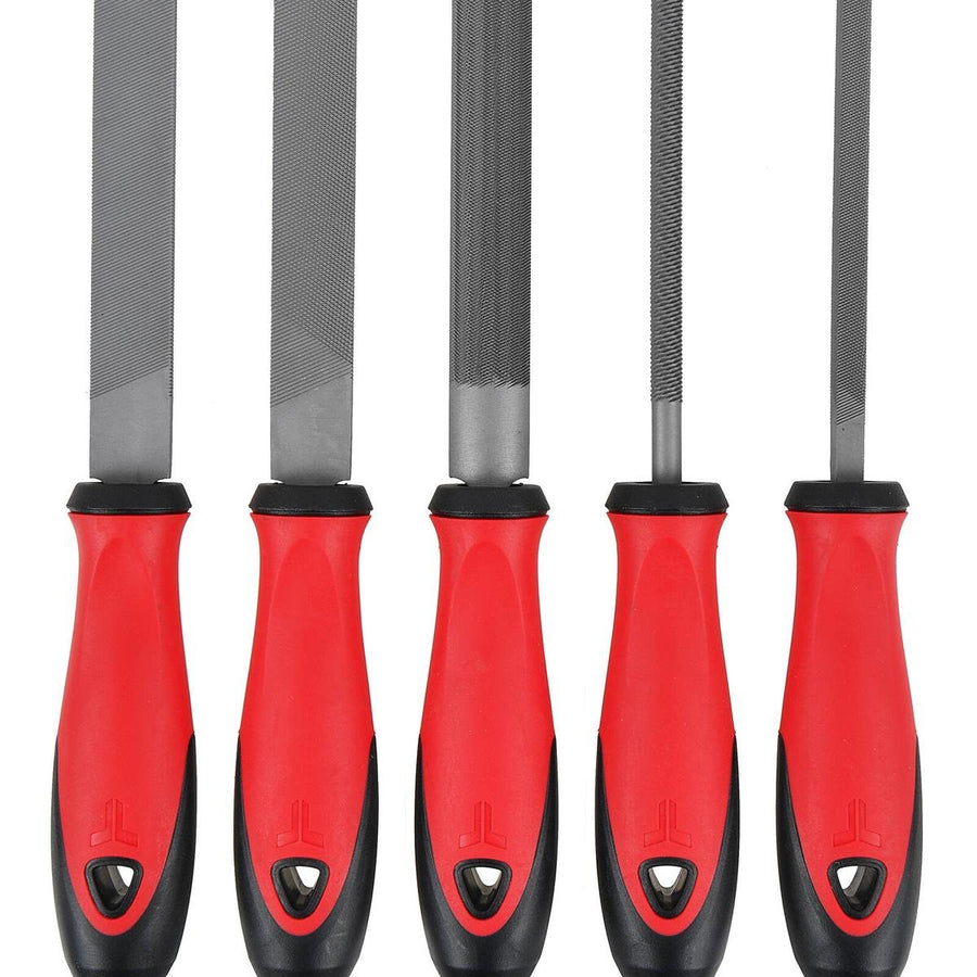 Trojan 5 Piece File Set - 200mm - Hardened Steel - Ergonomic Grip - Wood & Metal - SuperSaverAU - view 1