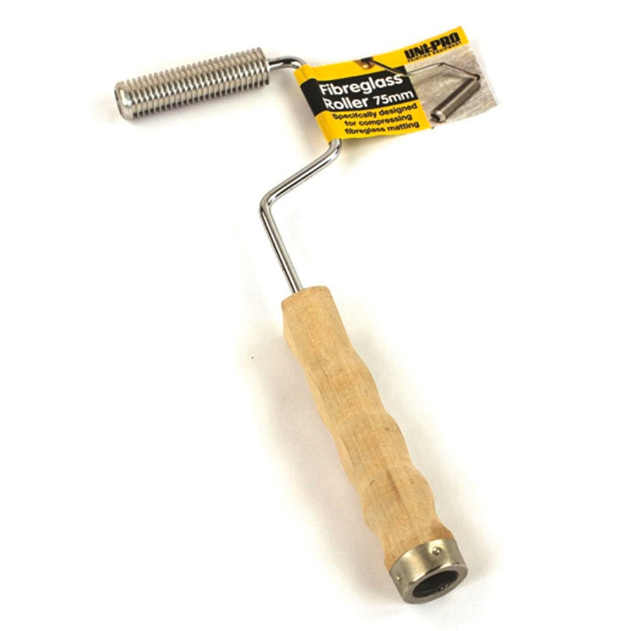 Uni Pro Fibreglass Compression Roller 75mm Metal Wood Handle Durable - SuperSaverAU - view 1