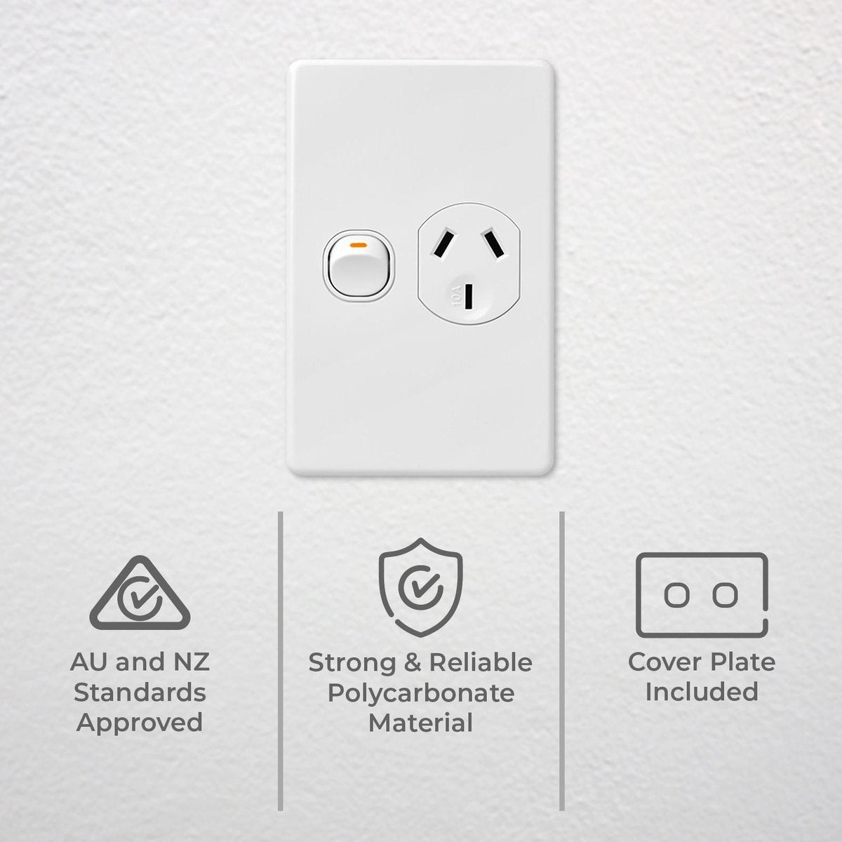 DETA X6 White Vertical Power Point 1 Gang Polycarbonate Easy Install - SuperSaverAU - view 2