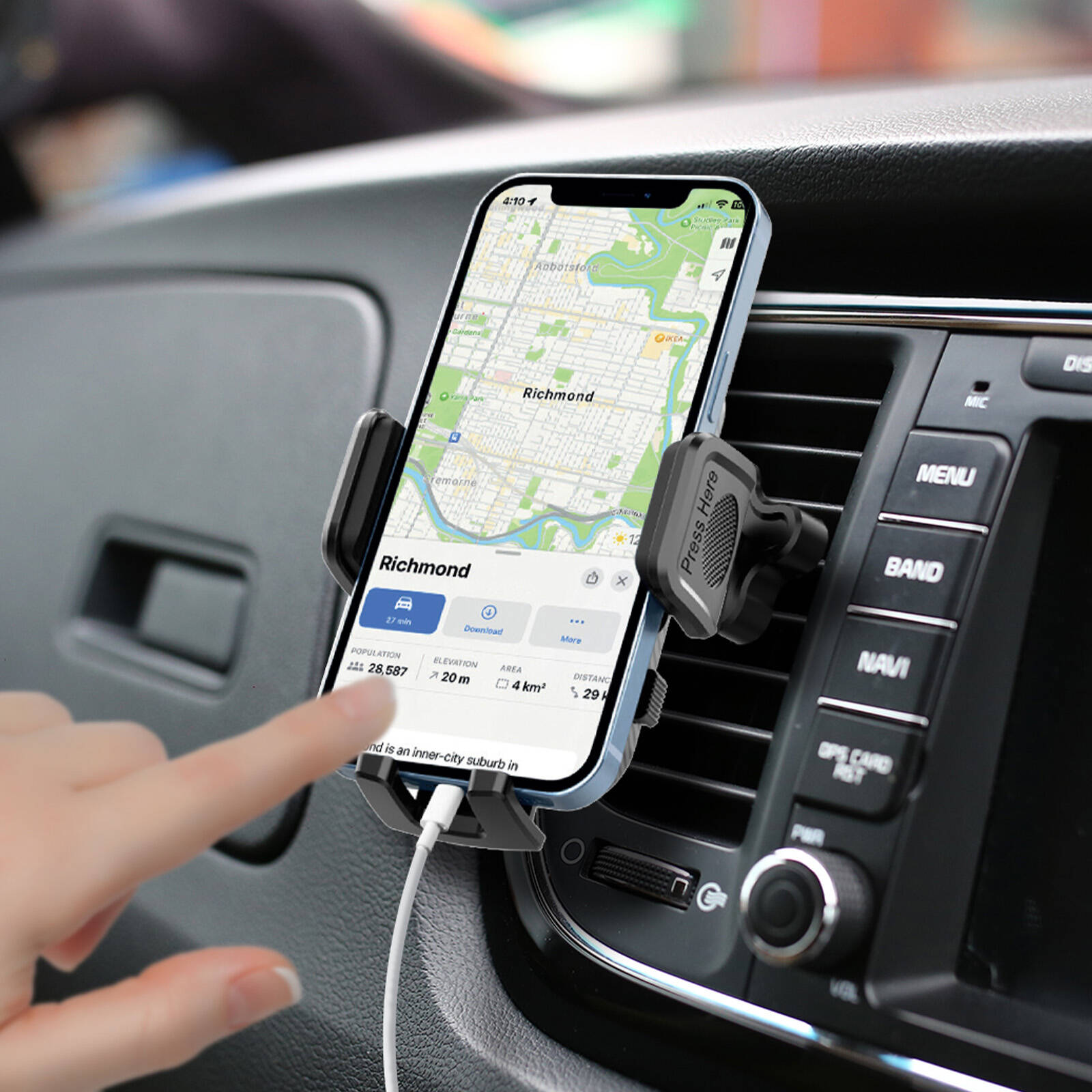 Antsig 2-in-1 Car Phone Mount - Vent & Suction, Quick-Release ABS AP091B
