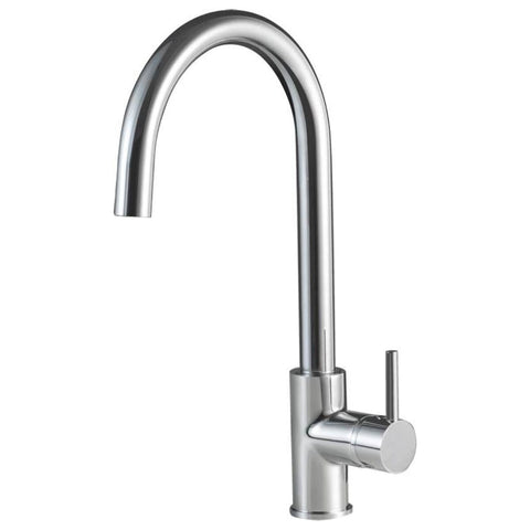 Rogerseller gooseneck sink mixer tap - chrome brass - swivel outlet - 4 star WELS rating - 3606016101